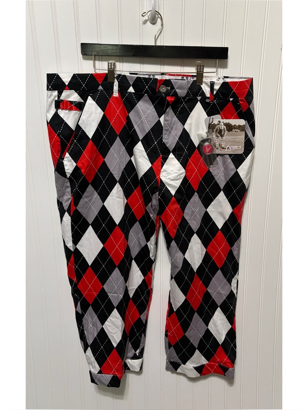 DIAMONDS IN THE ROUGH Plus Twos 2s Black Red Golf Knickers Pants Men Size 42 NEW